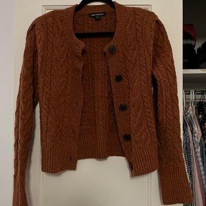 Something navy rust puffed sleeve cardigan size xs